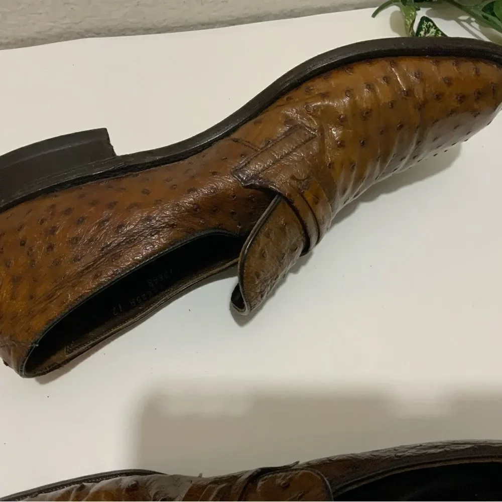 Footjoy Brown Ostrich Leather Loafers 73668 12C
